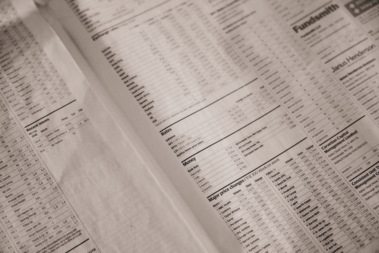 Tabela de números impressa, em detalhe